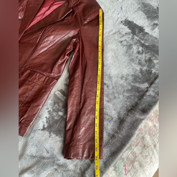 Vintage SHEPLERS Women's Burgundy Leather Western Blazer Jacket Size 16 Cowgirl - Picture 10 of 16